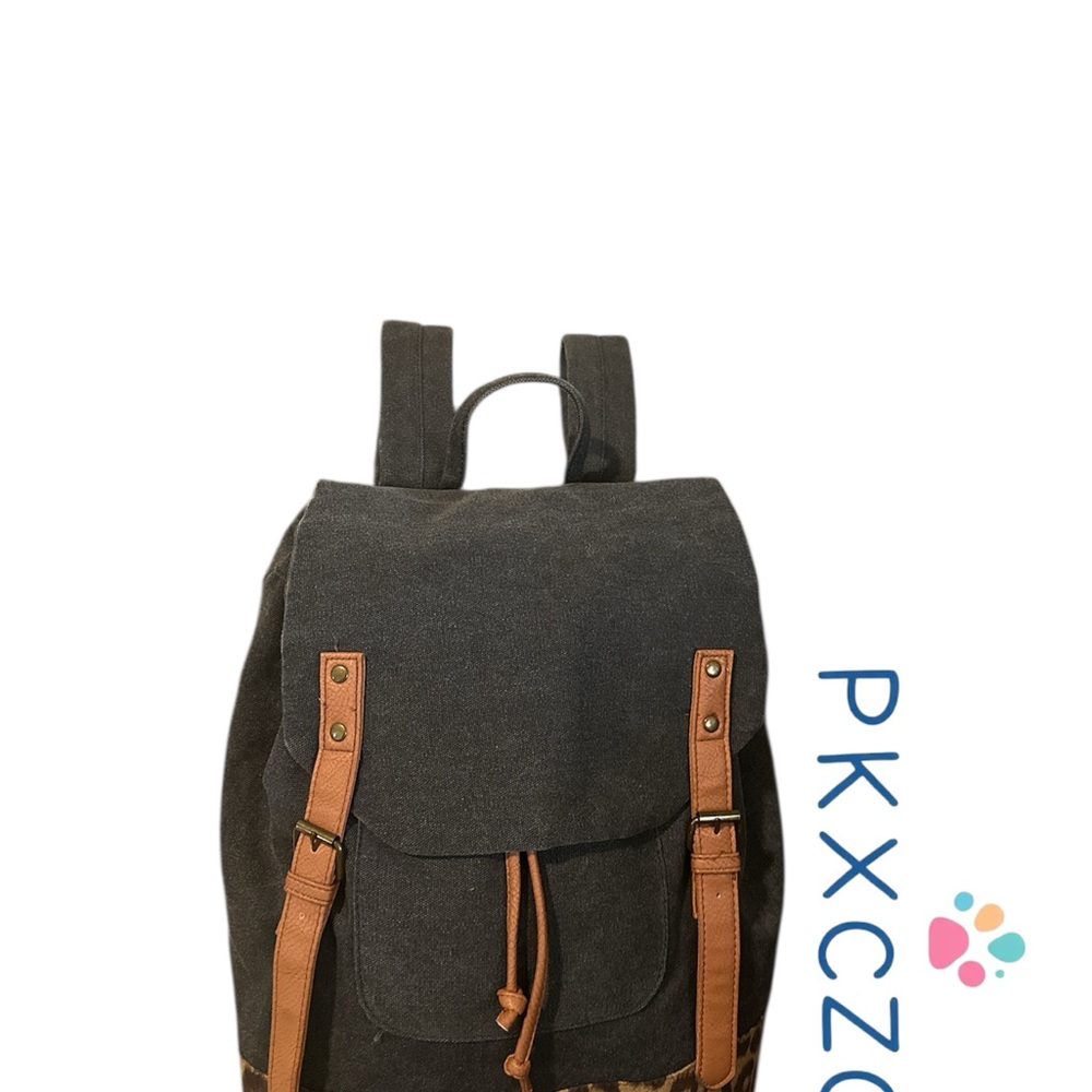 Black Poppy unisex Stylish Black and Tan Backpack